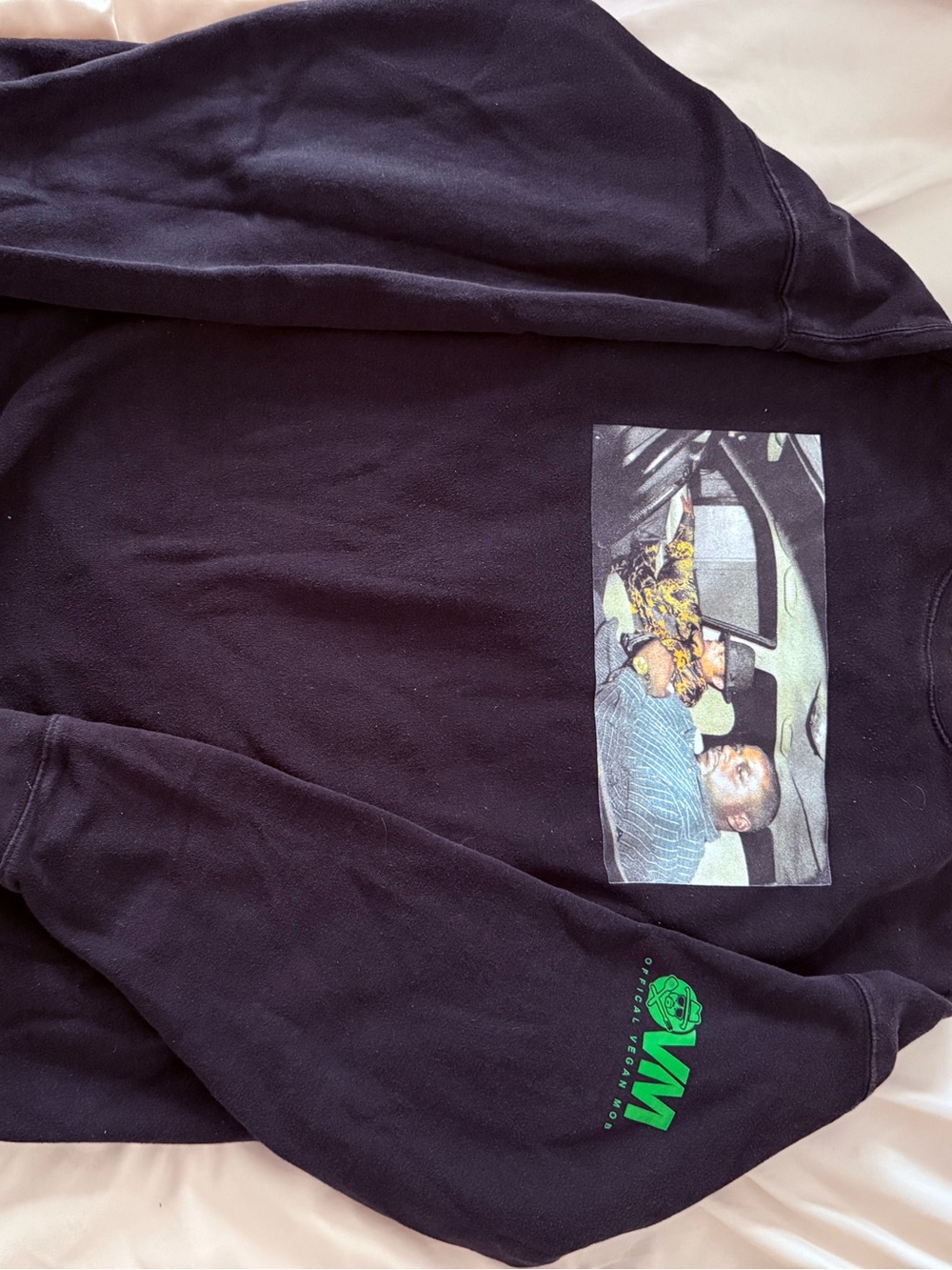 Black Graphic Pullover Sweatshirt with Rear Print